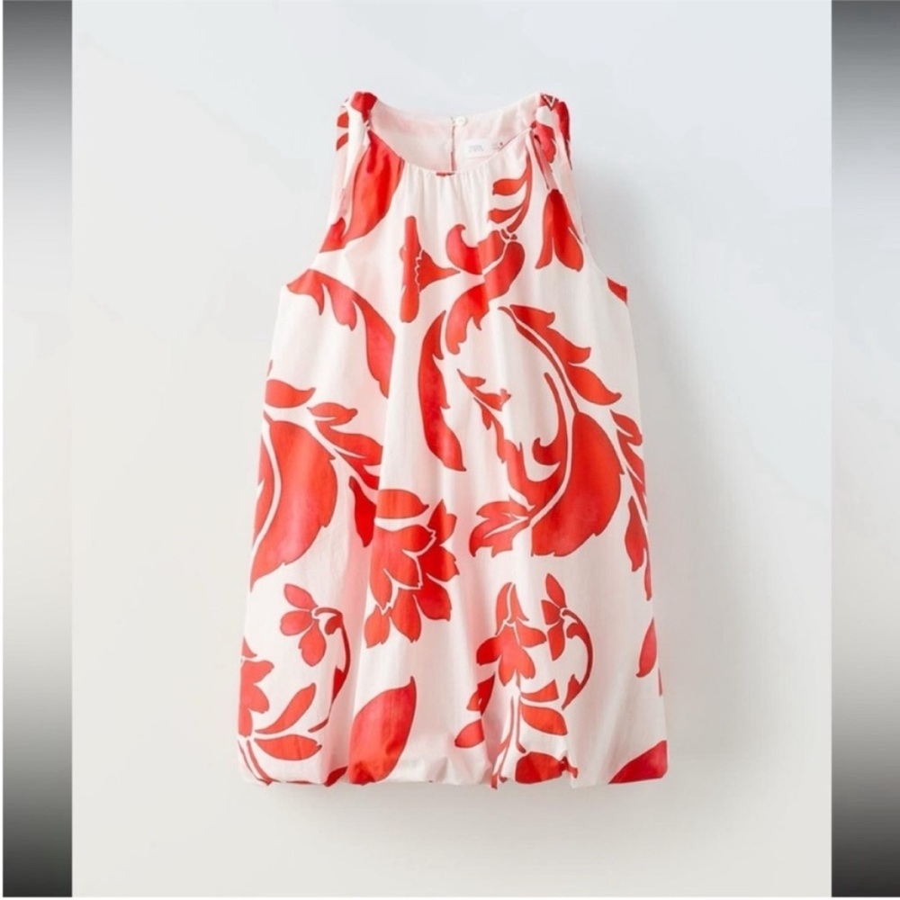Zara Kids, Red, PRINTED BALLOON DRESS, 8 Years
